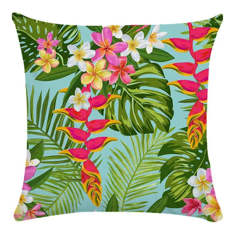 Colorful Parrot Flower Oil Painting Pattern Cushion Cover Sofa Decorative Pillow Cover Floral Pillowcase Home Decor 45X45Cm