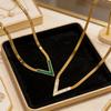 V-Shaped Titanium Steel Necklace: Light Luxury European & American Fashion, Non-Fading High-End Jewelry for Women.