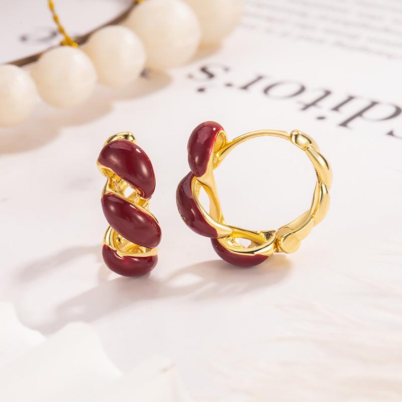 Red Twist Winter New Year High-End Earrings for Women - 2026 Popular Style