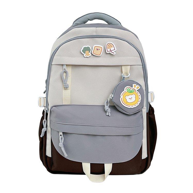 Schoolbag Japanese ins college simple contrasting color backpack female niche design sense junior high school student schoolbag casual backpack