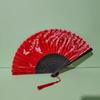 Folding Hand Fan with Tassels for Women Prom Parties Flower Butterfly Pattern Chinese Traditional Hand Fan for Collector
