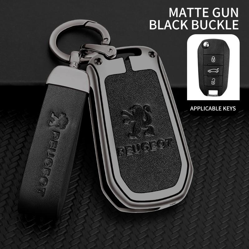 Custodia Protettiva Porta Chiavi Auto in Lega di Zinco e Pelle per Peugeot 208 308 408 O508 2008 3008 4008 5008 Accessori Styling