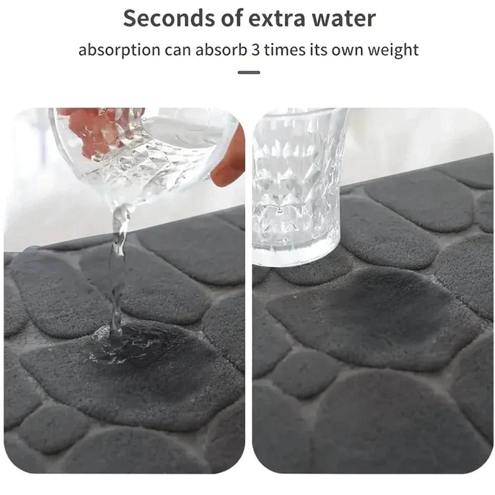 Pebble Embossed Bath Mat Super Absorbent Quick-Dry Thickened Comfortable Toilet Non-slip Floor Mat Machine-Washable Home Decor