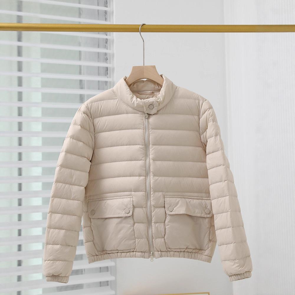 Lightweight down jacket for women, short slimming stand-collar white duck down winter new petite jacket
