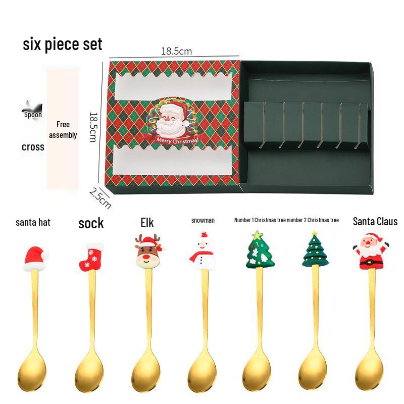 Creative Stainless Steel Christmas Tree & Reindeer Cutlery Set: Spoon & Fork