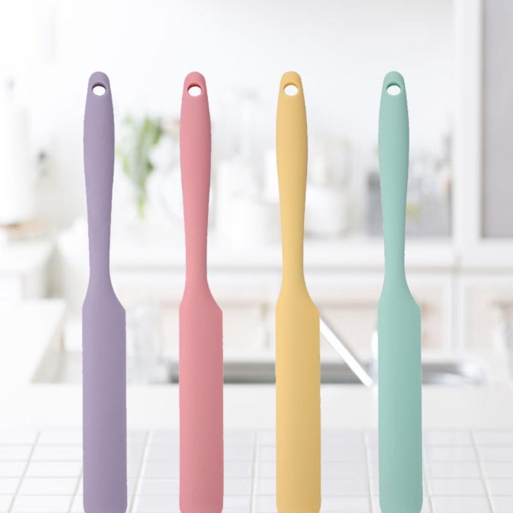 1/4pack Silicone Jar Spatula Long Handle Sourdough Scraper Butter Spatula Multi-functional Household Spare Blade Baking Tools