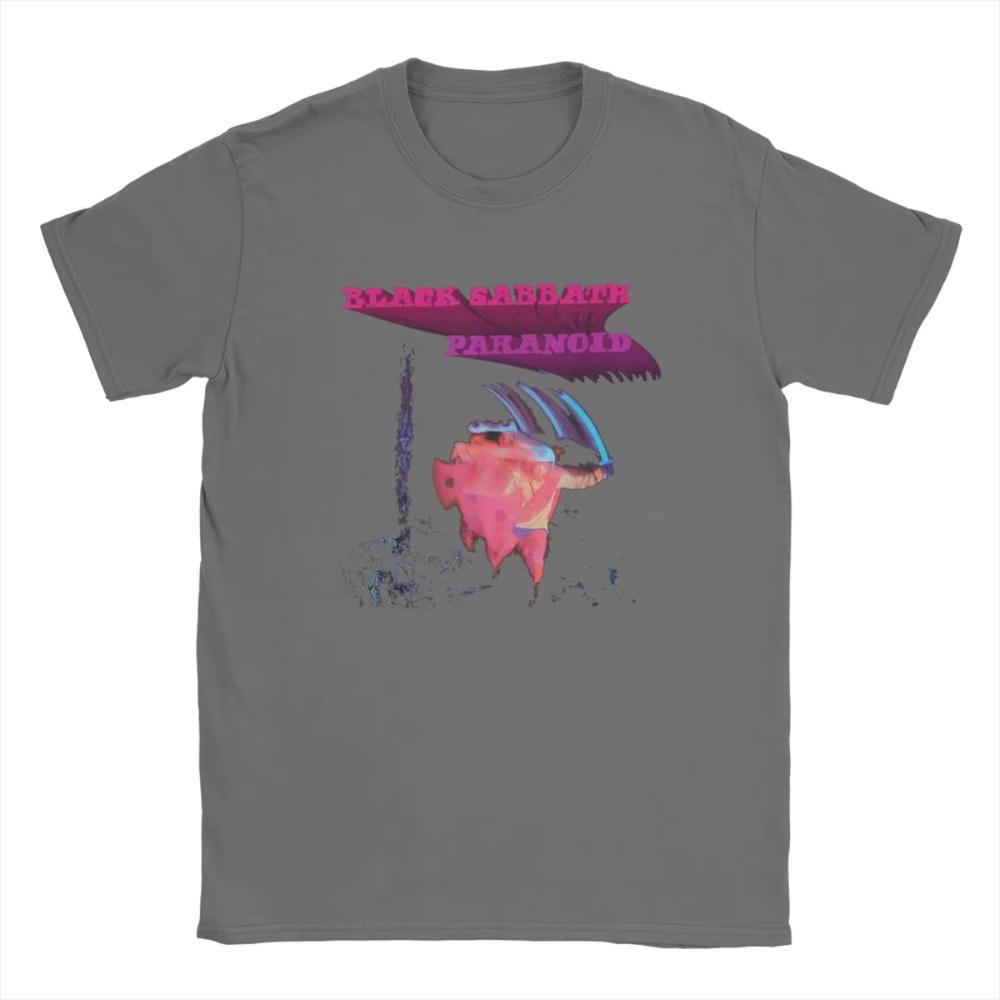 Men T-Shirts Black Official Paranoid Motion Trail Sabbathes Cotton Tee Short Sleeve British Rock Band T Shirt Crew Neck Clothing