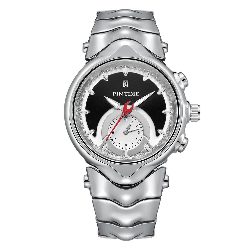 PINTIME Y2K Creative Retro Style Luxury Men's Waterproof Luminous Stainless Steel Watch Fashion Punk Date Quartz Watches