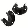 [Steel Bracket]4pcs Stainless Steel U Shape Closet Rod Bracket | 25mm, Black, for Closet Pole Sockets, Wardrobe Rail End Supports, Curtain Rail Holder