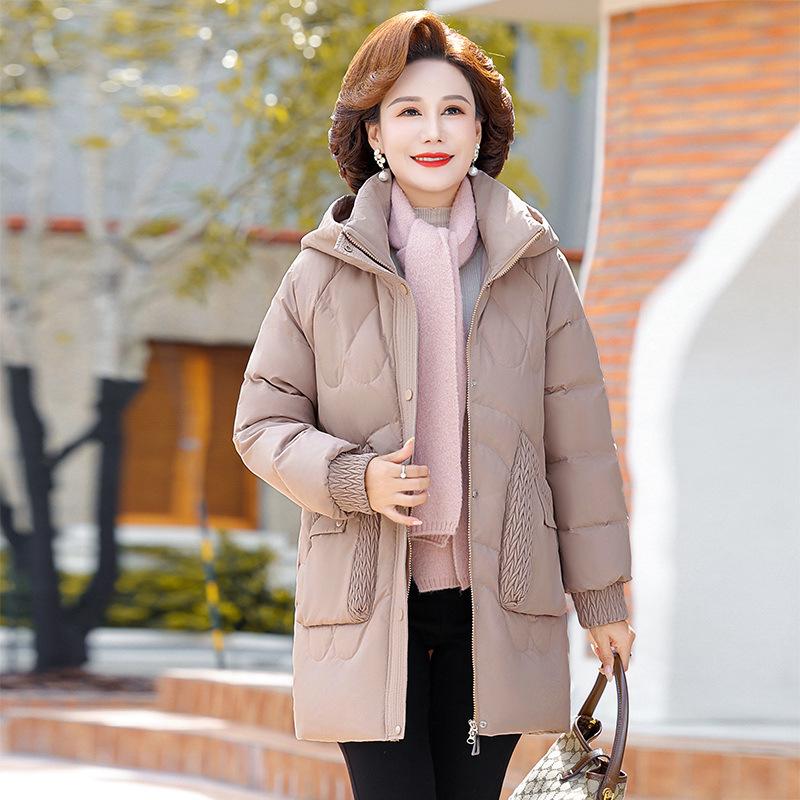 Down jacket women's mid-length winter new large size thickened loose loose middle-aged and elderly mother's jacket