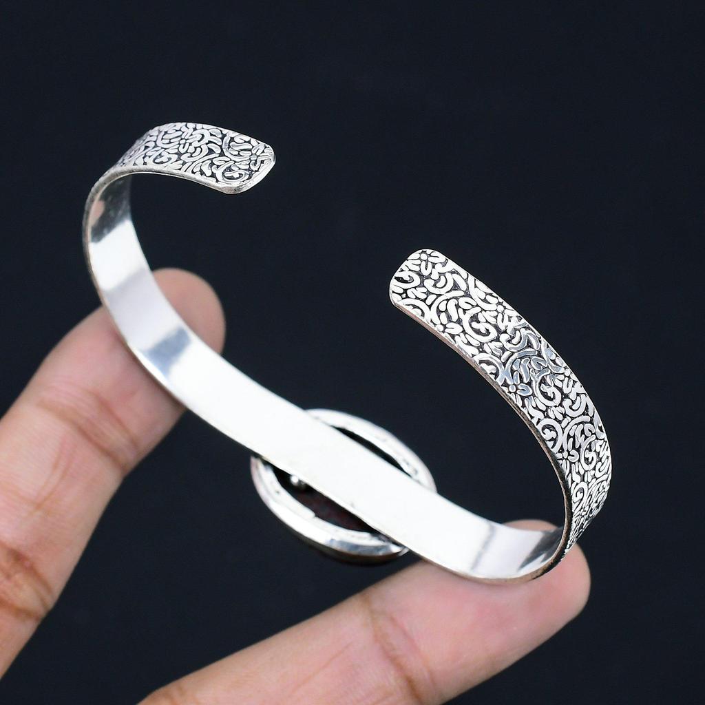 Friendship Day Deal Sterling Silver Natural Bloodstone Wife Engagement Bangle