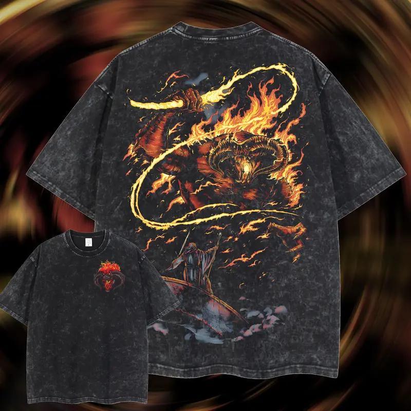 Lord Of The Rings Shirt Sauron Vintage Graphic Tee Dark Fantasy Streetwear Gift For Tolkien Fans Men Women Cotton Tshirt Y2k