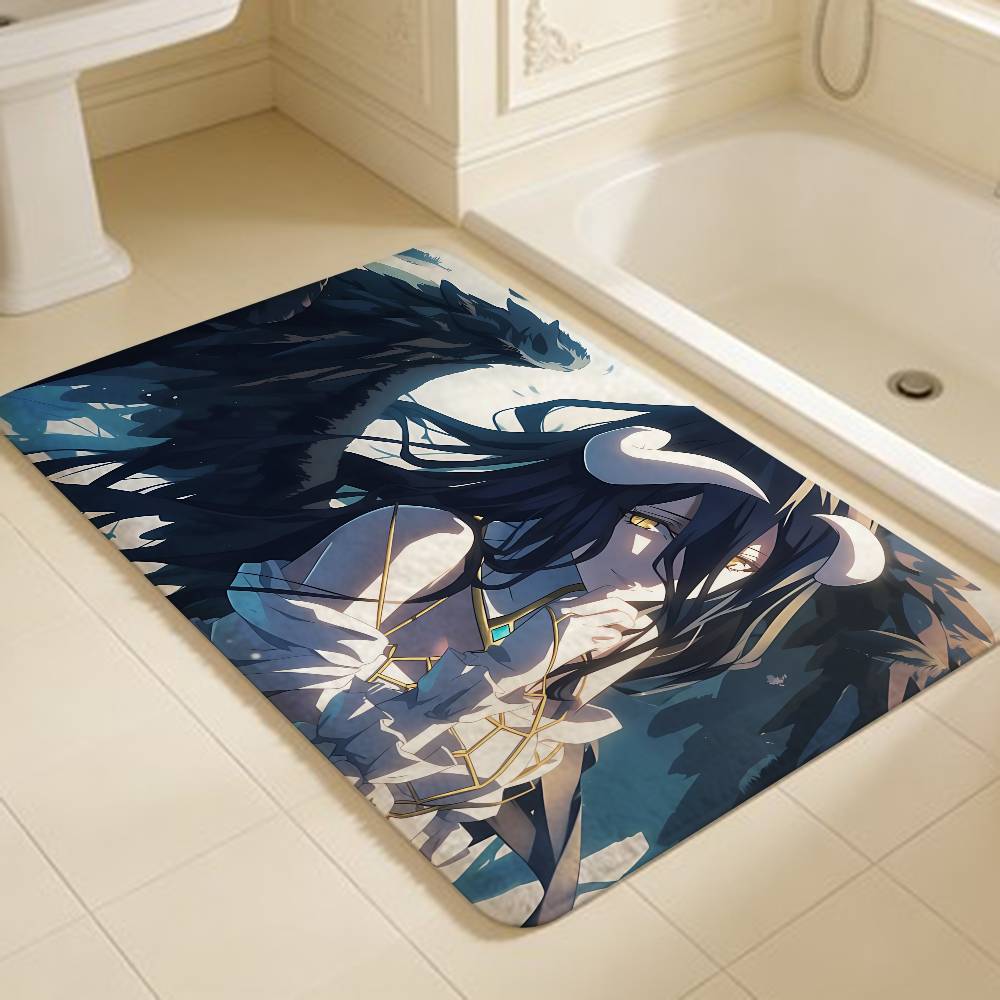Game Albedo Cute Girl Overlord Anime Hallway Carpet Washable Non-Slip Living Room Sofa Chairs Area Mat Kitchen Doormat Area Rug
