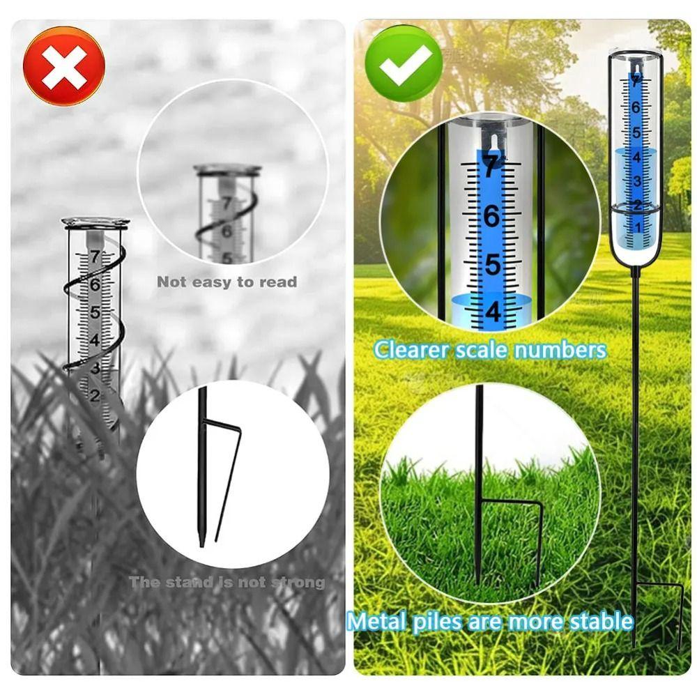 Fence Mounting Bracket Rain Meter Solar Outdoor Rain Gauge Rain Measure Gauge  Lawn And Farm