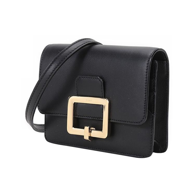 Bally Solid Color Vintage Square Buckle Flap Leather Envelope Clutch Shoulder Crossbody Mini Women Bags Black 6237076