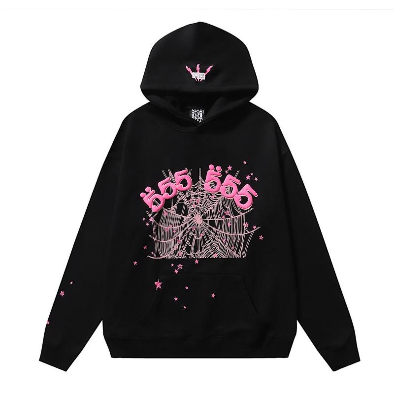 Young Thug Inspired Foam Letter 555555 Hoodie Couple Pink Sweatshirt
