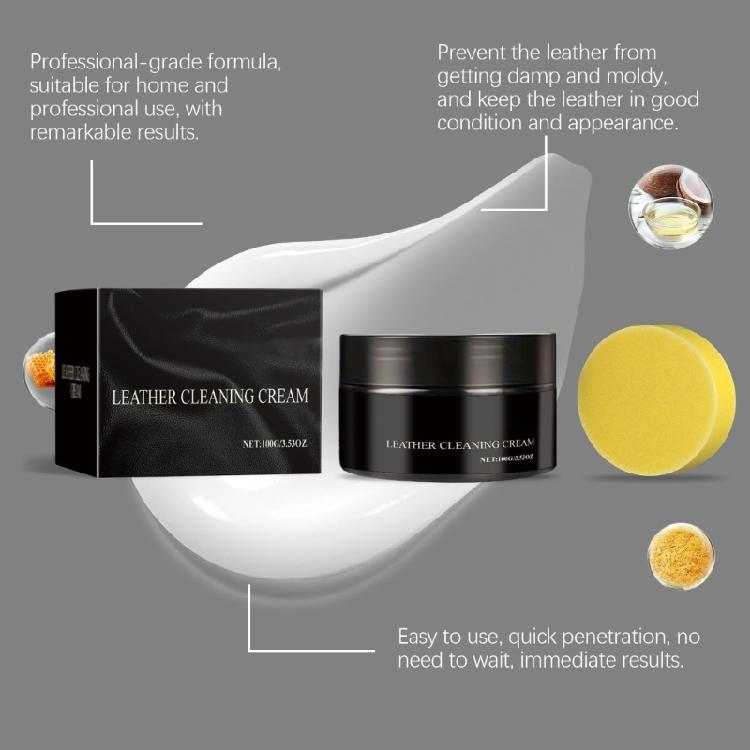 Automotive Leather Cleaning Cream with Sponge 100g Leather Maintenance Cream Car Leather Cleaning Paste Multifunctional
