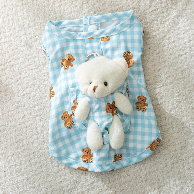 Sommer-Haustier-Kleidung, süßer Aufdruck, Mantel, für kleine und mittelgroße Hunde, Katzen, Hemd, Jacke, Teddy, französische Bulldogge, Chihuahua, Sommer-Outfit