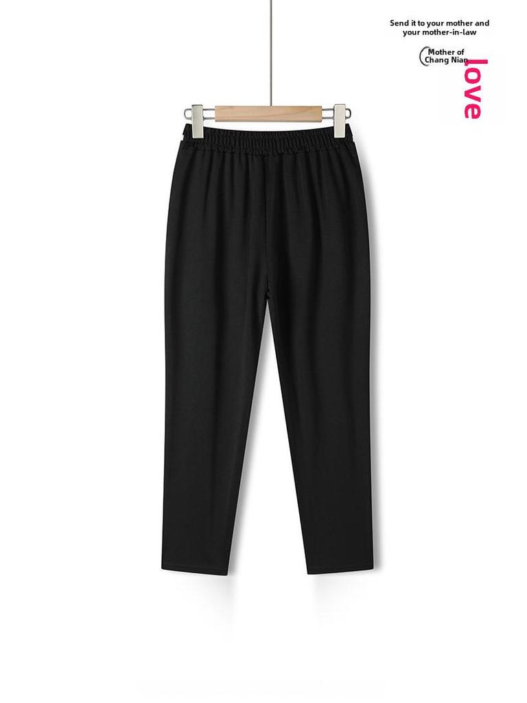 Women's High-Waisted Stretch Casual Pants - Summer 7/8 Length, Comfortable Fit