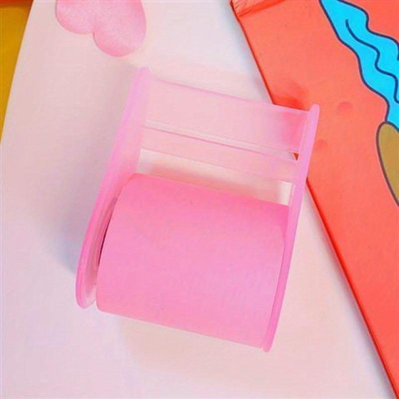 1pc Sticky Notes, School Supplies, Bookmark Accessories, With Tape Holder, Assorted Colors (Pink/Green). Color Sticky  notes