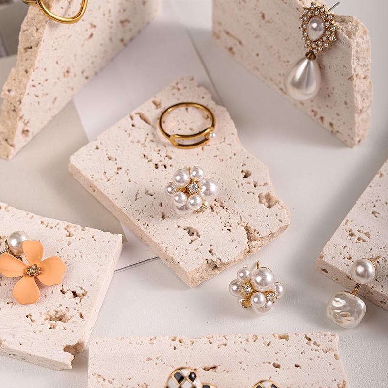 Natural Creative Irregular Hole Gravel Display Plate Ins Minimalist Cosmetics Jewelry Ornaments Placement Photography Prop Tray