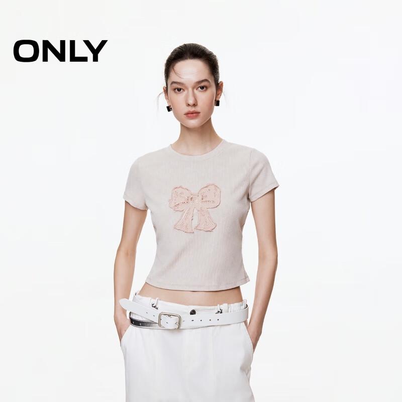 ONLY Women s 2025 Spring Bow Short Sleeve T-Shirt S
