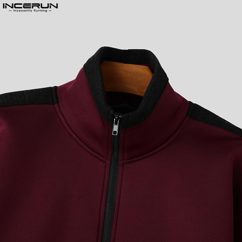 INCERUN Frühling Männer Langarm Reißverschluss Up Nähte Jacken Kurze Mäntel