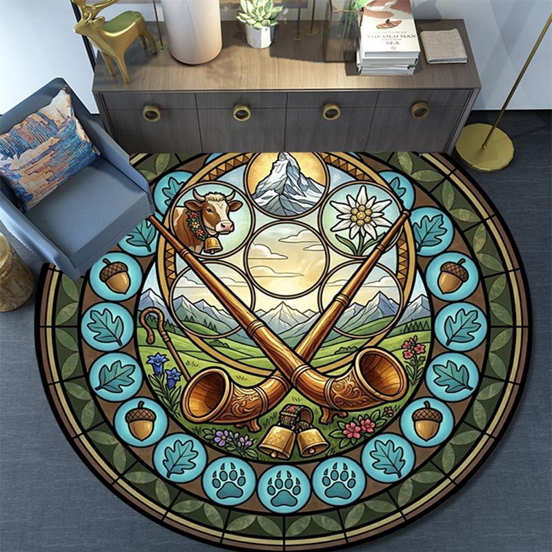 Celtic Musical Harmony Round Area Rug Under Office Chairs Bedroom Living Room Home Decor