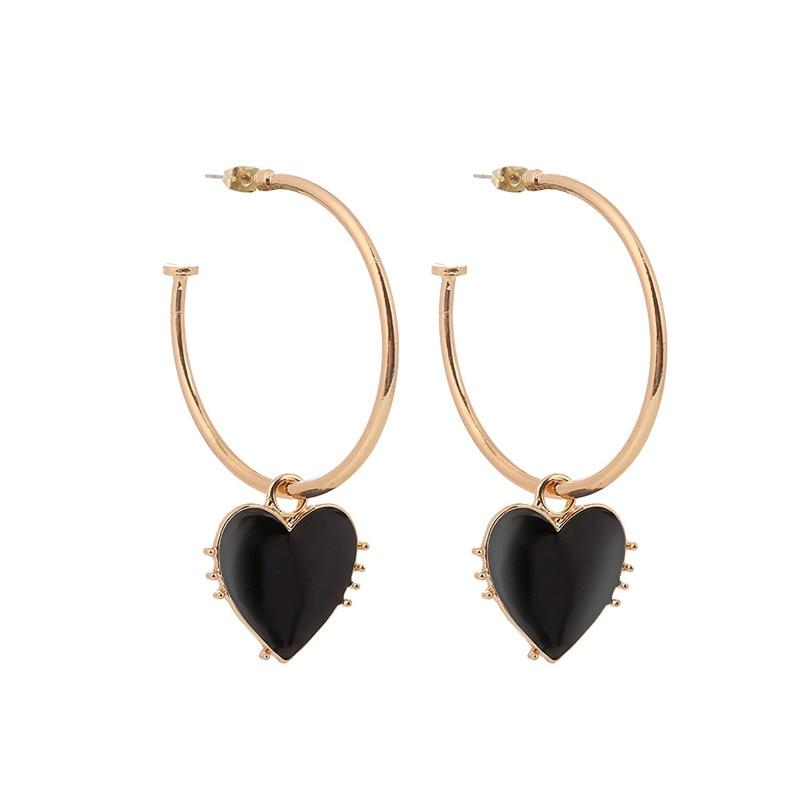 Fashion Red Love Heart Big Hoop Earrings For Women Gold Color Hoops Earings Circle Ear Rings Vintage Jewelry
