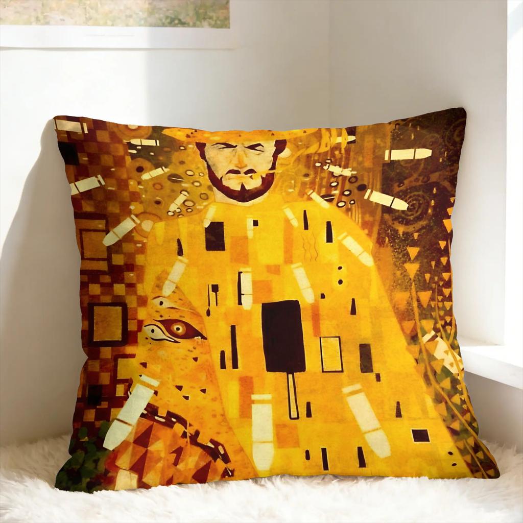Gustav Klimt Kunst Kissenbezug Druck Kissenbezug Neuheit Kissenhülle für Sofa Couch Bett Wohnzimmer