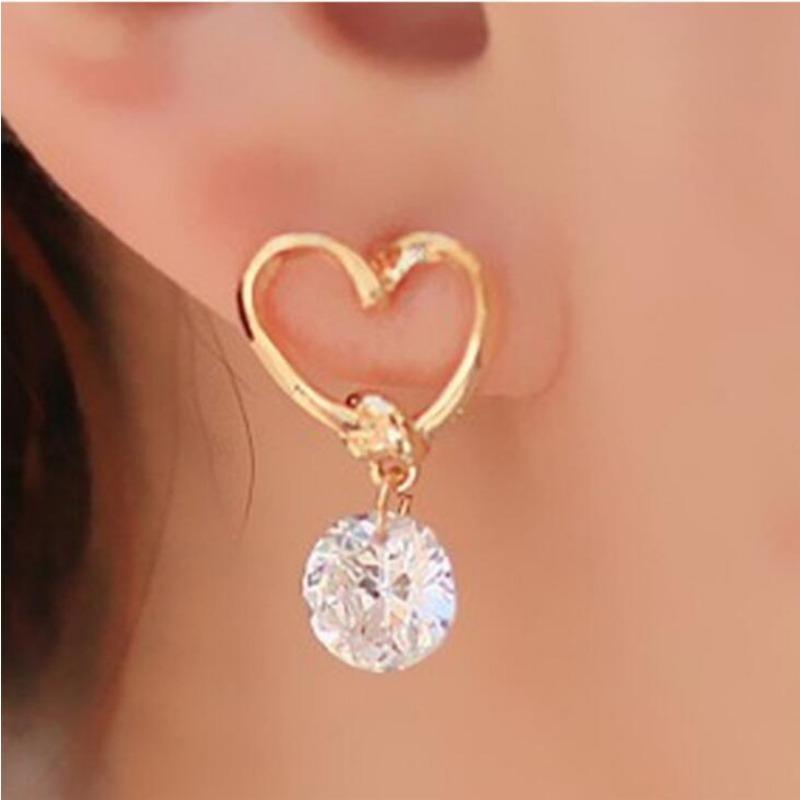 

Women s Ear Jewelry Heart Shape Eardrop Stud Earrings Gifts золотий
