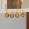 Vintage Enamel Earrings Women Geometric Circle Studs Detachable Ethnic Style Lightweight Luxury Jewelry