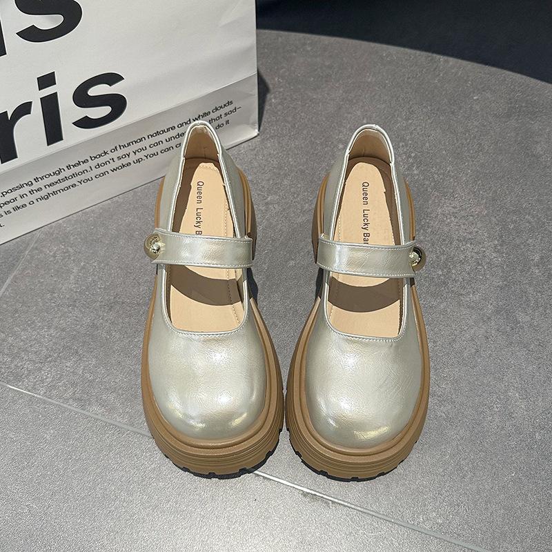 

Весна и лето 2025 новая японская ретро взрывная платформа маленькие кожаные туфли повседневные на толстом каблуке высоты Мэри Джейн одинарные туфли 40 шампанского