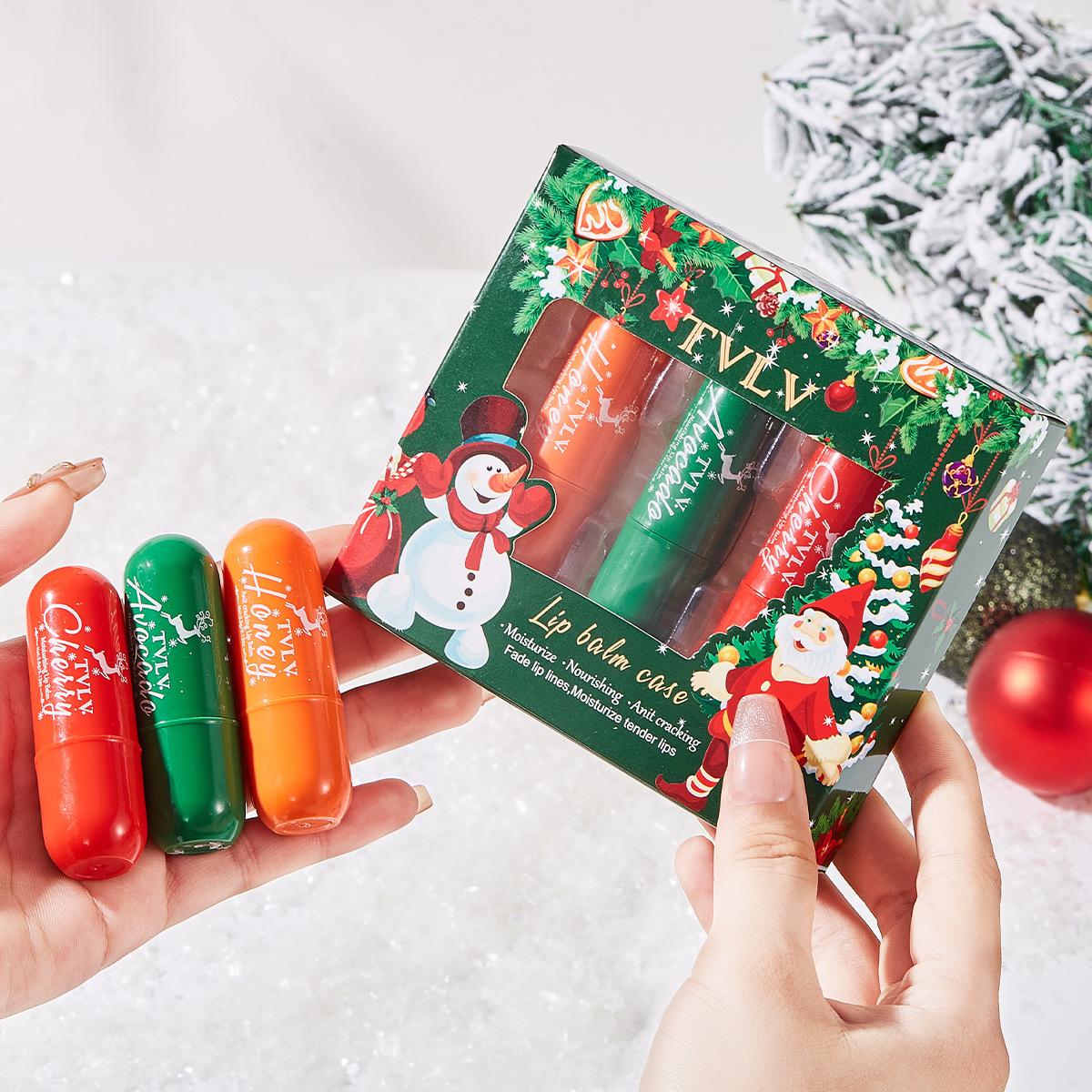 

Набор рождественских бальзамов для губ TVLV: Увлажняющий, Шелковистый, Увлажняющий для Осени/Зимы - Предотвращает Сухость и Шелушение, Бесцветный.