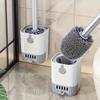 Wall-mounted Toilet Brush with Long Handle, Flexible No-dead-angle Cleaning, Comes with Storage Holder for Bathroom Use.