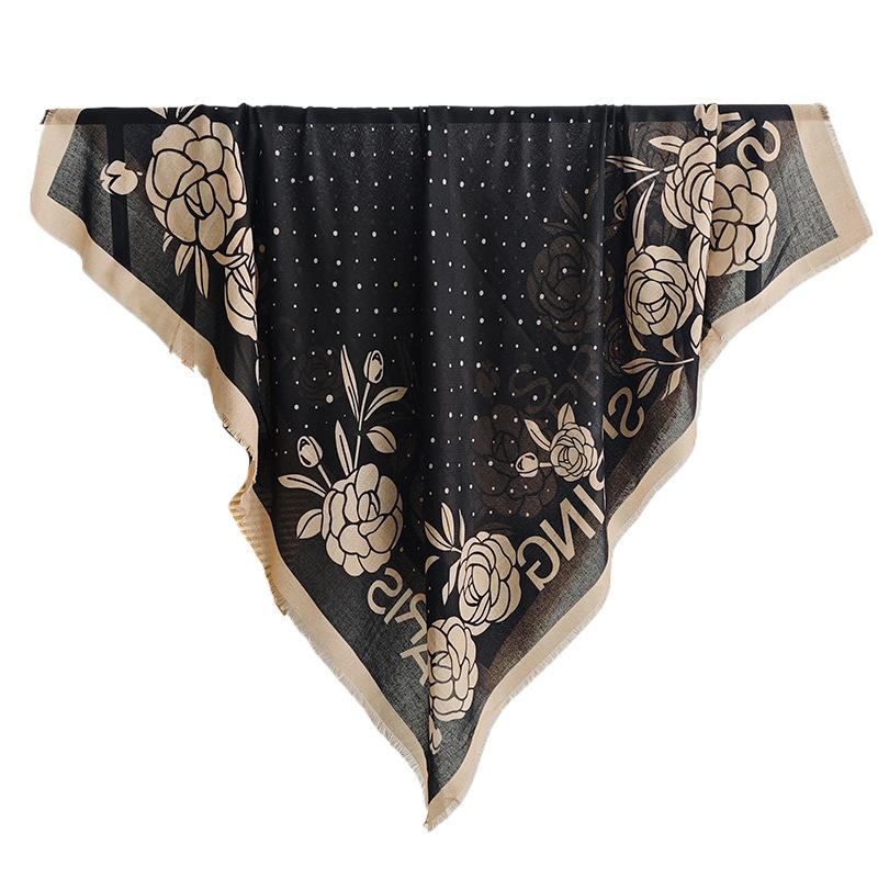 Spring and summer retro niche atmosphere with scarf women's simple flower polka dot printing thin shawl