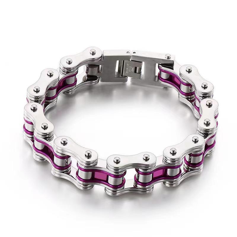 Punk Pulseiras e Braceletes Laranja de Bicicleta para Homem Preto Corrente de Motocicleta Pulseira Homem Mulher Aço Inoxidável Joias de Pulso Biker
