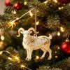 Reflective Light Holiday Pendant 2D Acrylic Goat Christmas Ornament, Cute Animal Sheep Hanging Decor for Tree, Party Decoration, New Year Gift