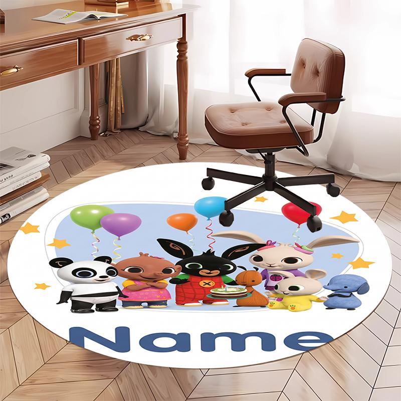 Custom Name Bing Printed Round Rug Carpet Chair Rug Area Rug Entryway Doormats,for Office Chair Living Room Bedroom Kitchen Room.