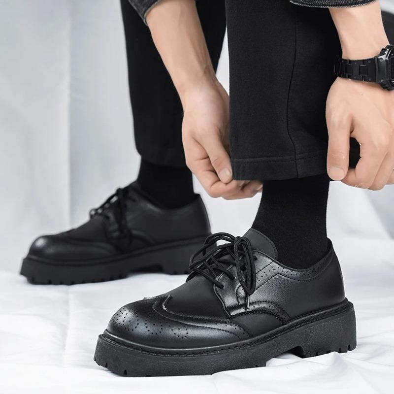 English-style Casual Casual Shoes Thick-soled Height-increasing Derby Shoes Simple Fashion Low-top Men's Shoes Zapatillas Hombre