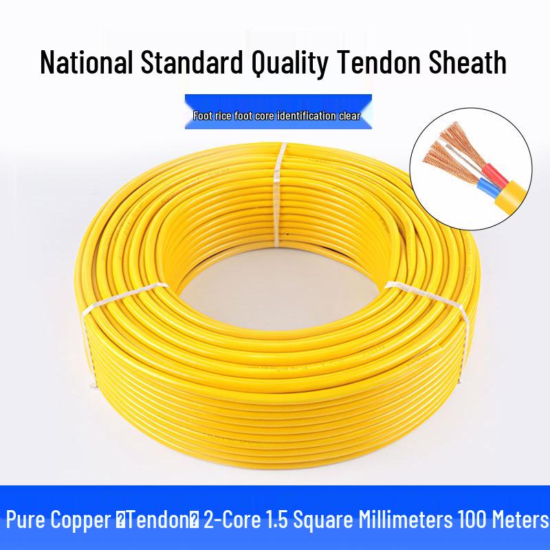 Waterproof Pure Copper 2-Core Soft Sheathed Wire, 1.5/2.5/4 Sq mm, Household & Outdoor Power Cable