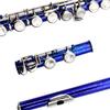 Western Concert Flute Cupronickel Nicke Plated 16 Holes C Key Woodwind Instrument with Cleaning