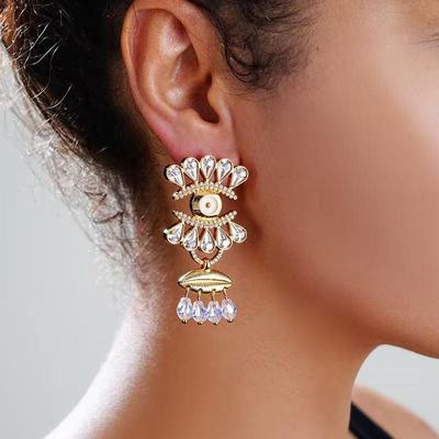 Exaggerated Devil's Eye Earrings Medieval Vintage Light Luxury Full Drops Tassel