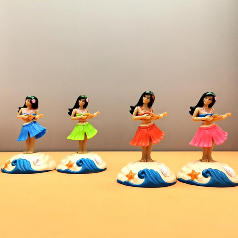 Cartoon Automotive Trim Tabletop Ornaments Hawaiian Girl Dashboard Doll Figurine For Car interior Home Office Desk Bedroom