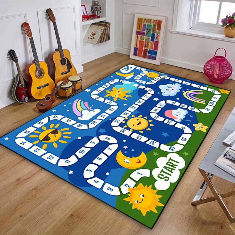 Game Snakes and Ladders Pattern Floor Rug Carpets Living Room Bedroom Bedside Bathroom Floor Mat Area Rug Kids Room Play Mat