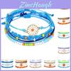 Neues böhmisches Stil wasserdichtes Wachsfaden handgewebtes Armband-Set mit Legierungs-Gänseblümchen-Perlen