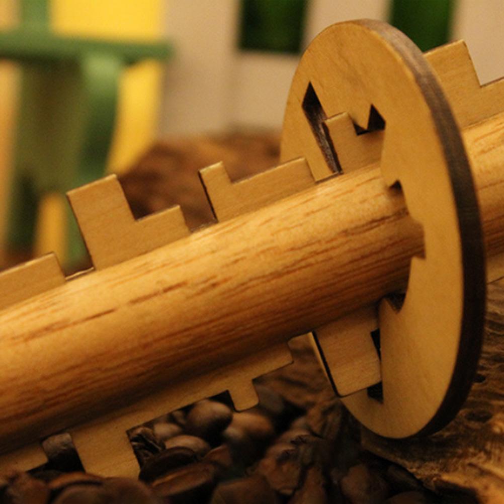 children Funny Kong Ming Lock Toys Wooden Toy Unlock Puzzle Key Intellectual Educational Stress