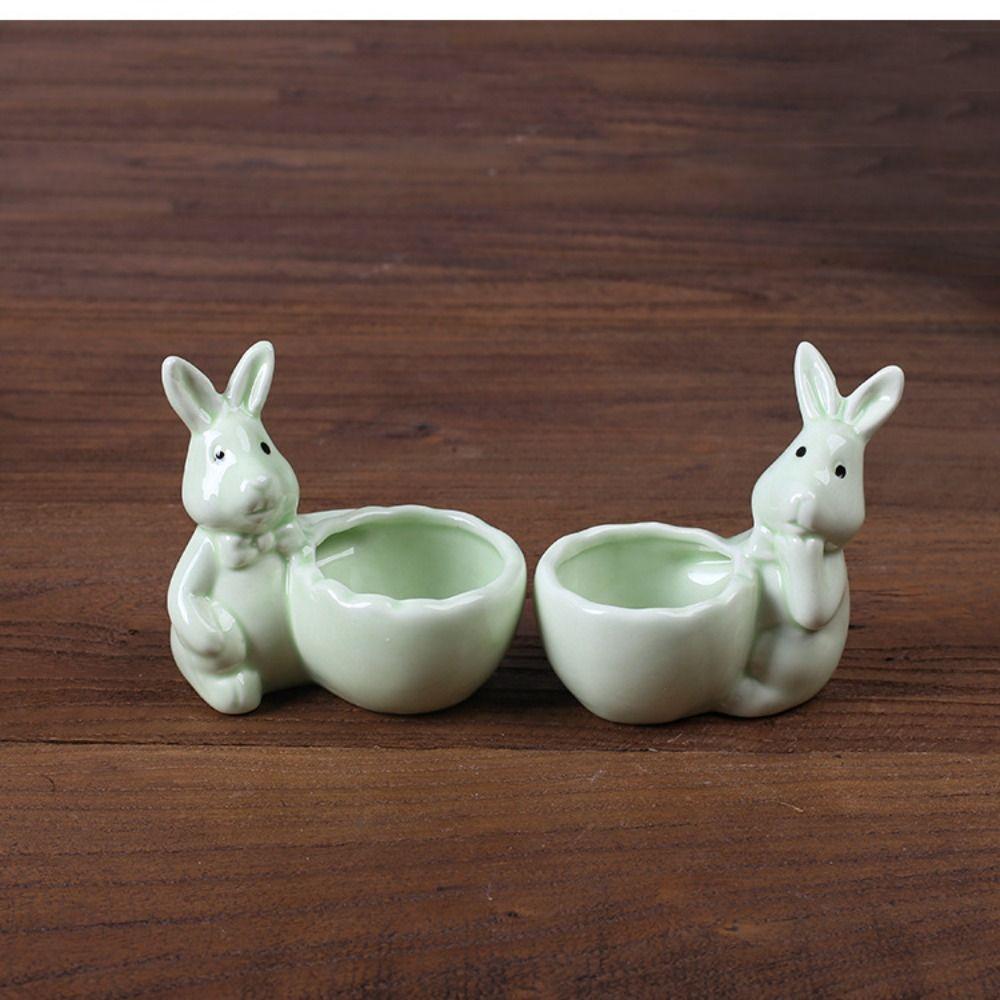 Holder Thumb Flower Pots Ceramic Rabbit Shape Egg Cup Party Decoration