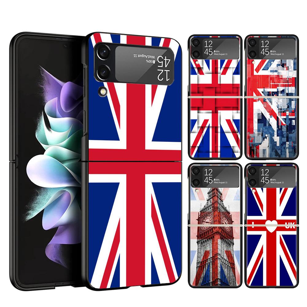 Union Jack England UK Flag Cover Phone Case For Samsung Galaxy Z Flip 7 6 5 4 3 5G Flip7 Flip6 Flip5 Flip4 Flip3 Black Fundas Sh
