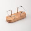 Ovale Massief Houten Visitekaarthouder met Messing Klem - Creatieve Minimalistische Kaartopbergdoos Standaard